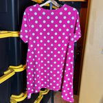 LuLaRoe Melissa Fuchsia Pink and White Polka Dot Shark-bite Hem Top Size Large Photo 5