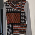 Radzoli Chevron Knit Sweater in Orange and Black Photo 0