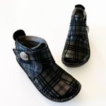 Alegria Caiti Plaid to Meet You Black Ankle Boot Size 36 EU Bootie Silver Button Photo 4