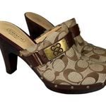 Michael Kors Coach Signature Ivy Women's Wooden Studded Mule Clogs Heel Logo Womens Size 6.5 Photo 0