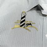 Las Olas Vintage Nautical Embroidered & Embellished Button Down Striped Shirt Photo 2