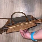 Michael Kors leather & fabric handbag brown tan designer Photo 6