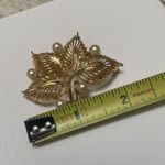 Beautiful Vintage Signed Lisner Brooch Pin Gold Tone Leaves Photo 6