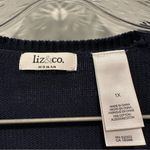 Liz & Co  Navy Polka Dot Print V Neck Pullover Sweater size 1X Photo 1