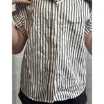 Revolve Frame  Linen Blend Striped Organic Short Sleeve Button Up Blouse Size XS Photo 3