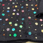 ZARA Navy Blue Sequin Vee Neck Sweater Photo 4