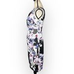 Alex Evenings Side Ruched Cocktail Dress Women's 8 Black Purple Floral NWOT Photo 3