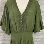 Kings Road Chic Olive Midi Dress with Button Detail Green Size 3X Photo 2