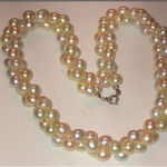 Vintage Faux Pearl Multi Strand Twisted Rope Pale Pink Gray & Off White Necklace Photo 2