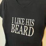Women’s Black “I Like His Beard” Short Sleeve Fitted Tee Size Medium Photo 3