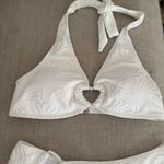 Zaful Chic cream bikini with heart accents. Halter top and matching bottoms. Perfect for beach days. Photo 4