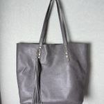 Dark Gray Women's Soft Faux Leather Tote Shoulder Bag with Tassel Photo 9