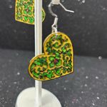 Yellow and Green Heart Earrings Photo 2