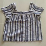 Beach Lunch Lounge Top Striped Blue White Small Cotton Photo 1