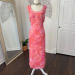 Early 2000's Light Pink White Flower Floral Mesh Midi Maxi Dress Size 14 / L Photo 5