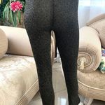 ZARA NEW Shimmery Glitter Metallic Stretchy Ribbed Knit Flare Pant Black/Gold Photo 4