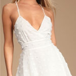 Lulus LULU’S Just One Twirl White Polka Dot Tiered Mini Skater Dress Photo 0