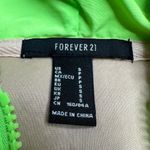 Forever 21 : Tan Sherpa Quarter Zip Pullover with Neon Green Accents Photo 3