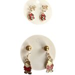 Christmas Gnome & Gift Earrings Set Gold Tone Enamel Holiday Jewelry Photo 3