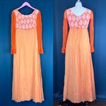 Vintage 60s/70s Orange Creamsicle Lace Maxi Dress Photo 2