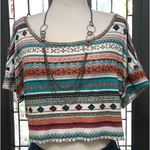 American Rag Boxy Cropped Oversized Aztec Print Top Photo 0