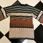 Vintage 70s 80s Kimlon by RBK Acrylic V Neck Sweater Colorful Stripee Abstract S Orange Photo 3