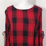 BeachLunchLounge Red Plaid Sheath Dress Size Medium Red and Black Mini Dress Photo 2