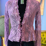 Vintage Y2K New York & Company Long Sleeve Sheer Mesh Witchy Cardigan XS Purple Photo 0