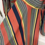 Charlotte Russe  Orange Blue Striped Dress Peek A Boo Sleeve Vacation Wear Size M Photo 2
