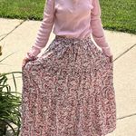 Floral Tiered Maxi Skirt High Waist Pink Photo 4