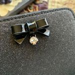 Kate Spade Authentic Glitter Leather bow w crystal zip around wallet Photo 3