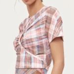 C/MEO COLLECTIVE  Different Story Top Pink Plaid Crop Top size Extra Small Photo 0