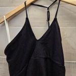Aerie {M} NWT  Shine Rib One Shoulder Full Coverage One Piece Swimsuit In Black Photo 7