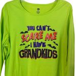 Halloween " You Can't Scare Me" Grandma Glitter Cotton Top Size XL Green Photo 1