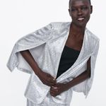 ZARA  Cape Puncho Blazer Silver SIZE XS NEW Photo 6