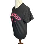 Playboy  Black Short Sleeve T-Shirt with Pink Lettering Crewneck 100% Cotton Size Photo 6