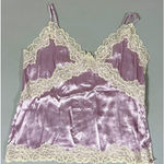 Purple Lilac Lavender Silk Satin Floral Lace Tank Top Shirt Blouse Size M ✨ Size M Photo 0