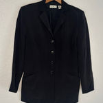Ann Taylor Vintage  Silk Elegant Black Blazer Jacket Pockets Minimalist Classic Photo 0