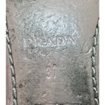 Prada  37 Ballet Flats Blue Leather Lined Foldable Slip On Travel Gold Name Logos Photo 11