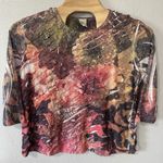 Jess & Jane Size 2X USA Y2K Artsy Floral Graphic T Shirt Textured 3/4 Sleeve Photo 0