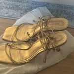 Cult Gaia  Gold Lace Up Heels Photo 1