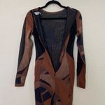 House Of CB  'Cassidy' Brown Mesh Printed Long Sleeve Midi Dress NWOT size‎ S Photo 7