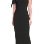Dress the Population Tiffany One-Shoulder Midi Dress in Black Size Small Photo 1