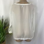 Bershka  White Sheer Half Sleeve Blouse Top S Photo 2