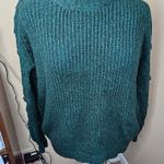 Oversized Small Emerald Green Cable Knit Swiss Dot Sleeve Sweater NWOT Photo 0