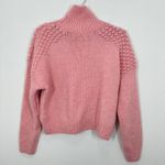 Free People  Pink Bobble Knit Turtleneck Mockneck Sweater Size Small Cozy Boho Photo 11