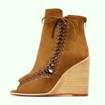 Jeffrey Campbell Batavia Wedge Boots Corset Cutouts Lace-Up Sandal Ankle Booties Photo 1