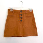 ZARA NEW NWT TRAFALUC TRF Faux Suede Mini Skirt Solid Brown High Waisted Button Photo 1