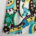 Y2K Hippie Print Strapless Dress Sz 12 Mini Midi Funky Retro Blue Photo 6