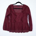 Madewell Cabernet Red Eyelet Pom-Pom Top Size Small Photo 1